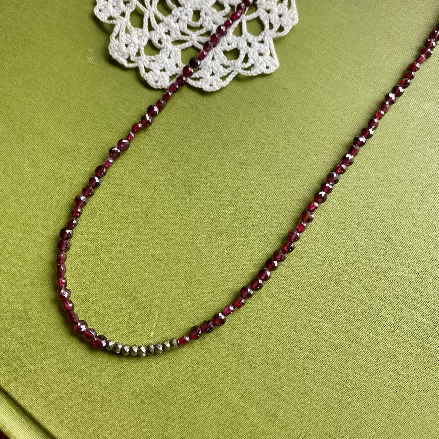 Garnet & Pyrite Beaded Necklace
