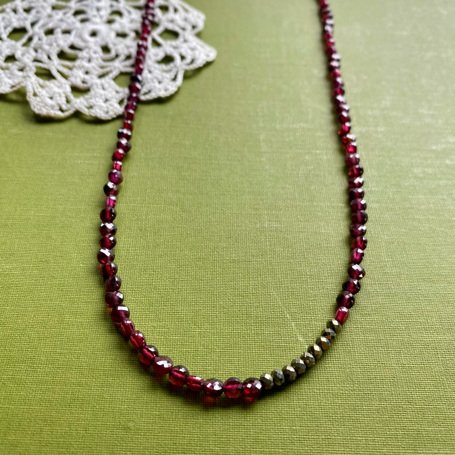 Garnet & Pyrite Beaded Necklace