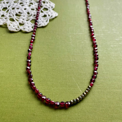 Garnet & Pyrite Beaded Necklace