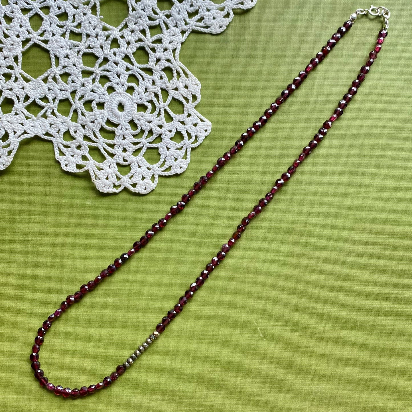 Garnet & Pyrite Beaded Necklace