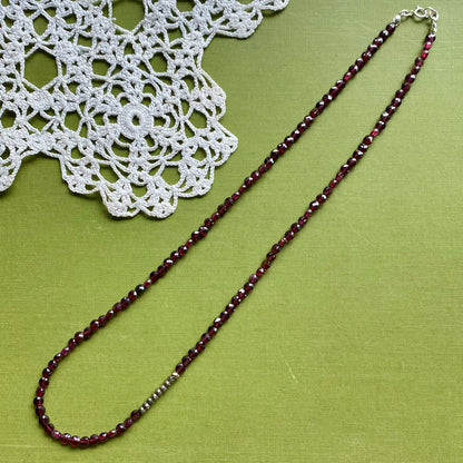 Garnet & Pyrite Beaded Necklace