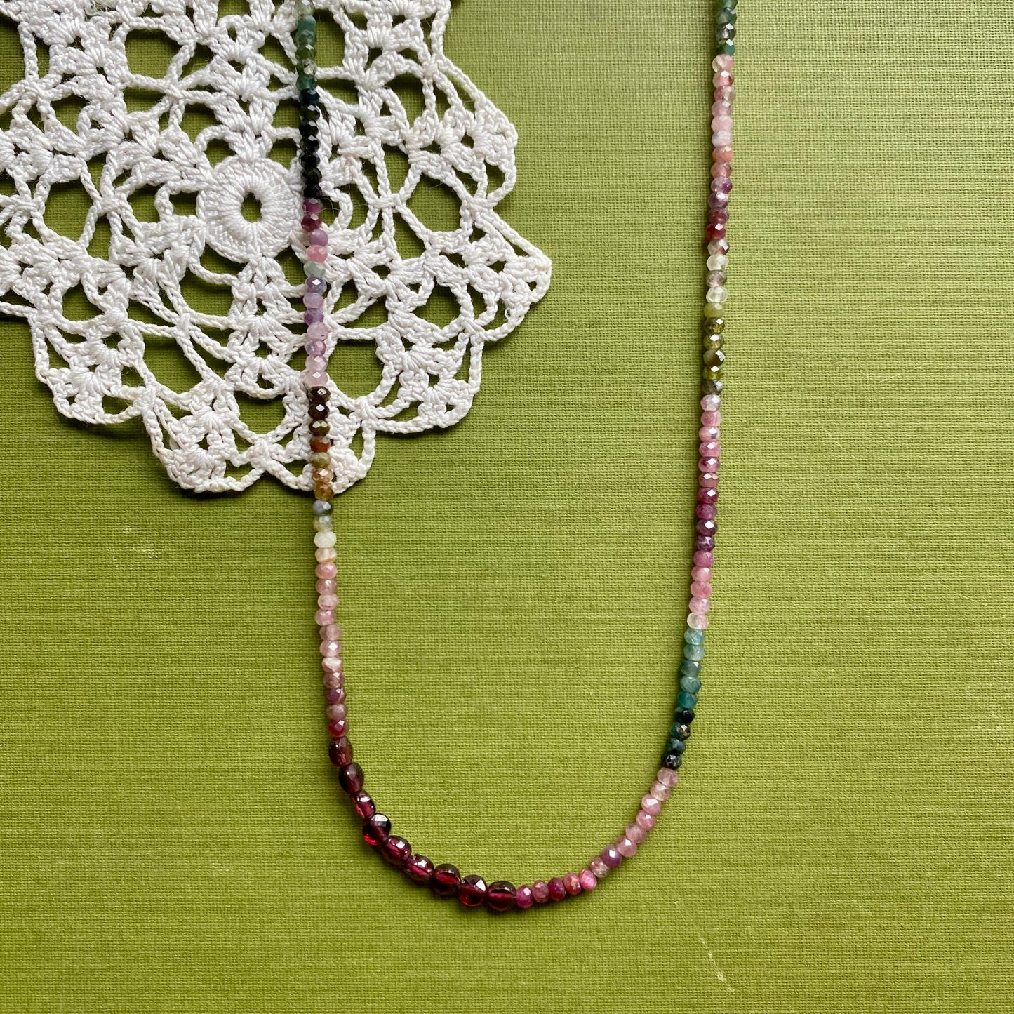 Tourmaline & Garnet Beaded Necklace