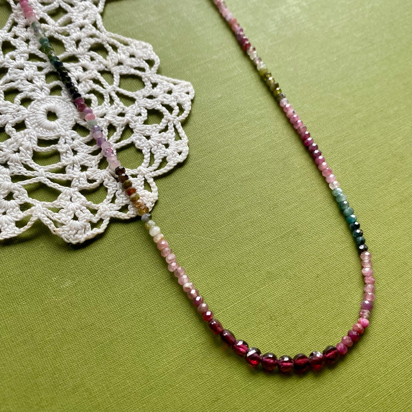 Tourmaline & Garnet Beaded Necklace