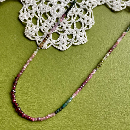 Tourmaline & Garnet Beaded Necklace