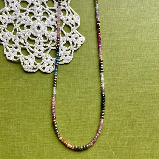 Tourmaline & Pyrite Beaded Necklace