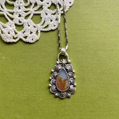 Orange Dendritic Agate Pendant