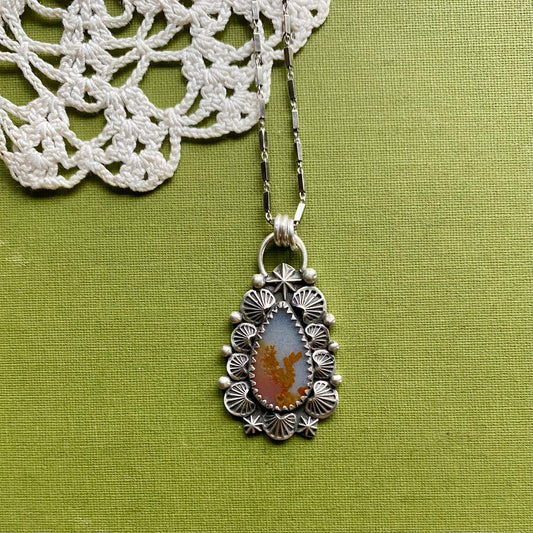 Orange Dendritic Agate Pendant
