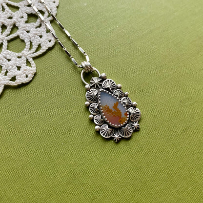 Orange Dendritic Agate Pendant