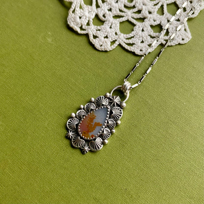 Orange Dendritic Agate Pendant