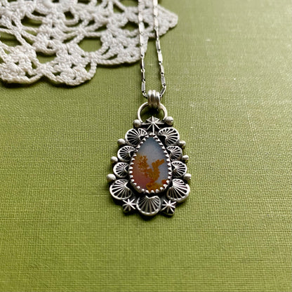 Orange Dendritic Agate Pendant