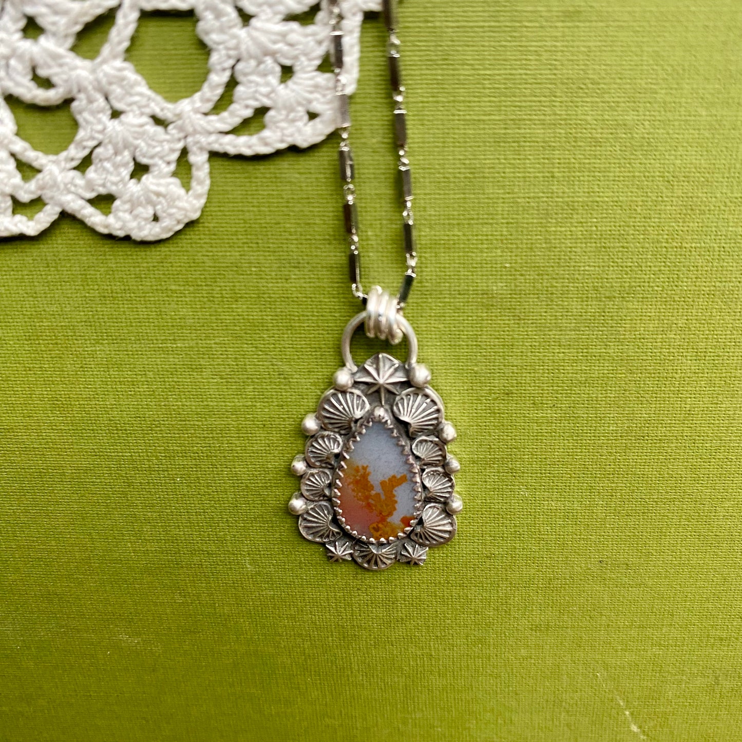 Orange Dendritic Agate Pendant