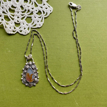 Orange Dendritic Agate Pendant