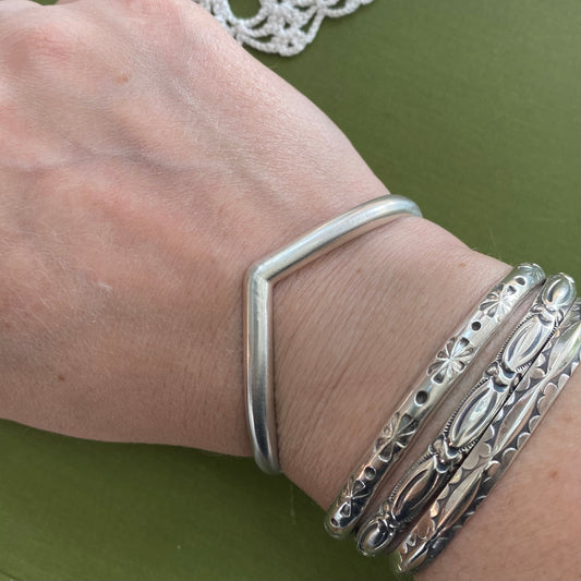 Sterling Silver V Shaped Cuff Bracelet