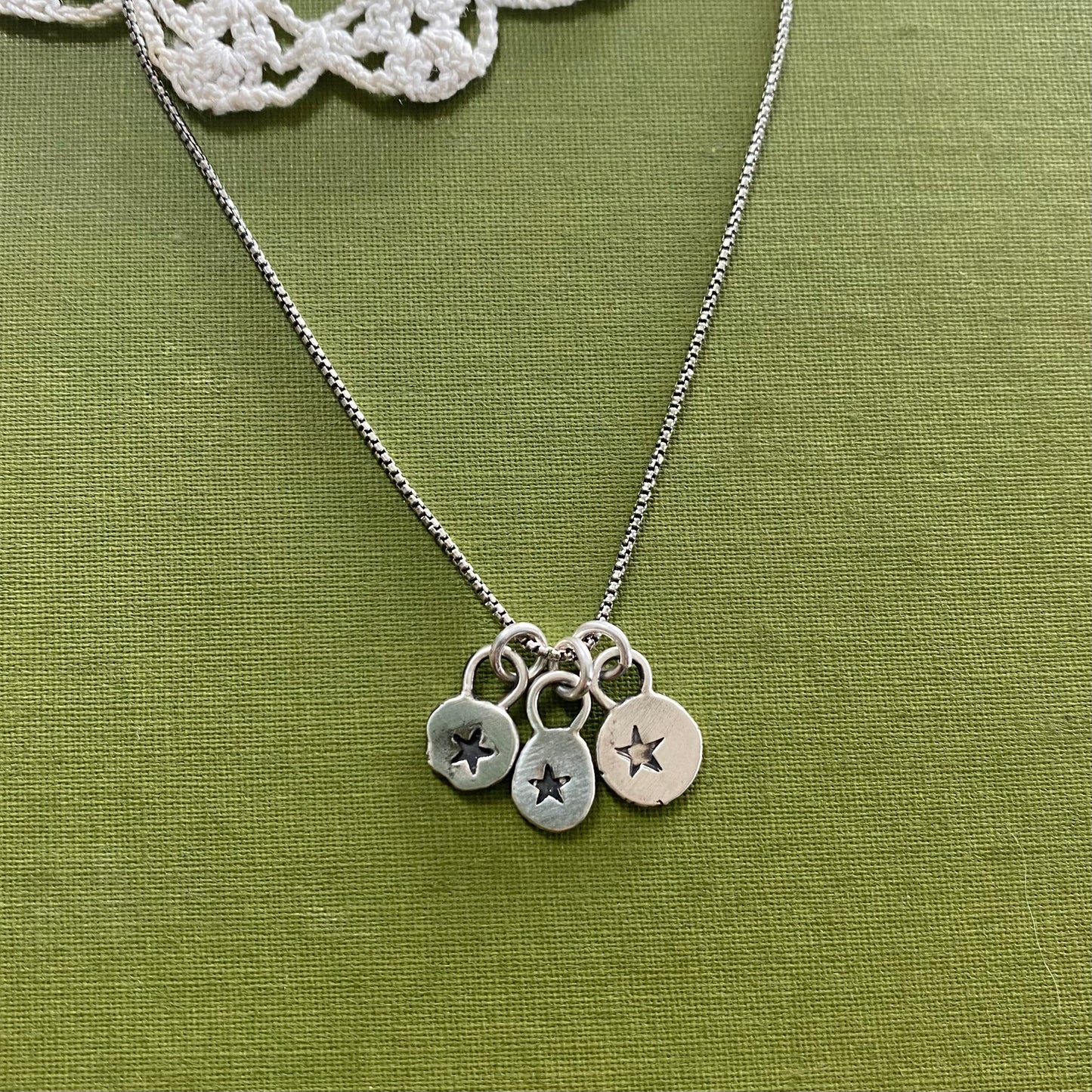 3 Star Sterling Silver Charm Necklace