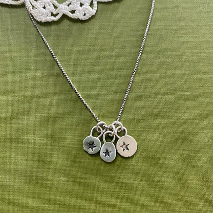 3 Star Sterling Silver Charm Necklace