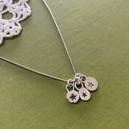 3 Star Sterling Silver Charm Necklace