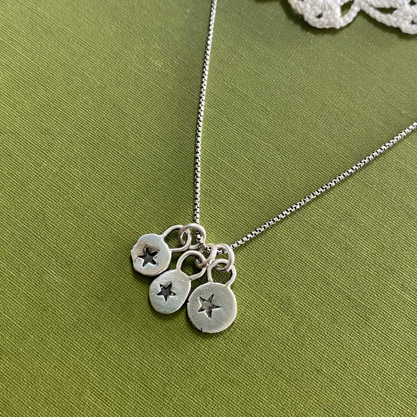 3 Star Sterling Silver Charm Necklace