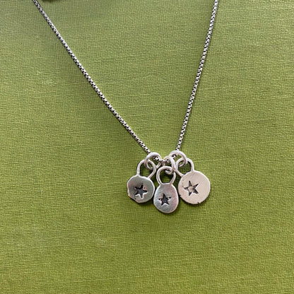 3 Star Sterling Silver Charm Necklace