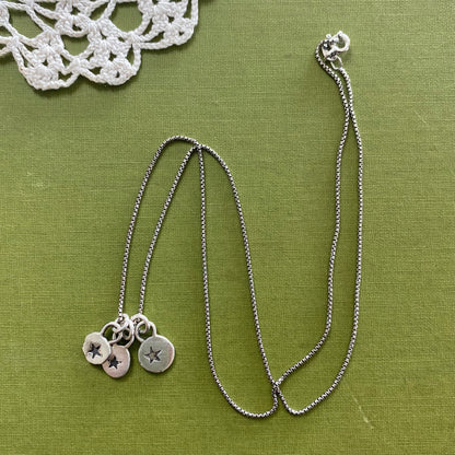 3 Star Sterling Silver Charm Necklace