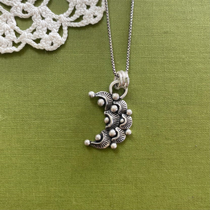 Sterling Silver Scalloped Moon Pendant
