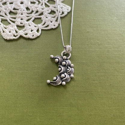 Sterling Silver Scalloped Moon Pendant
