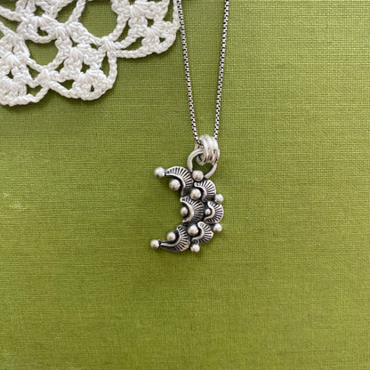 Sterling Silver Scalloped Moon Pendant