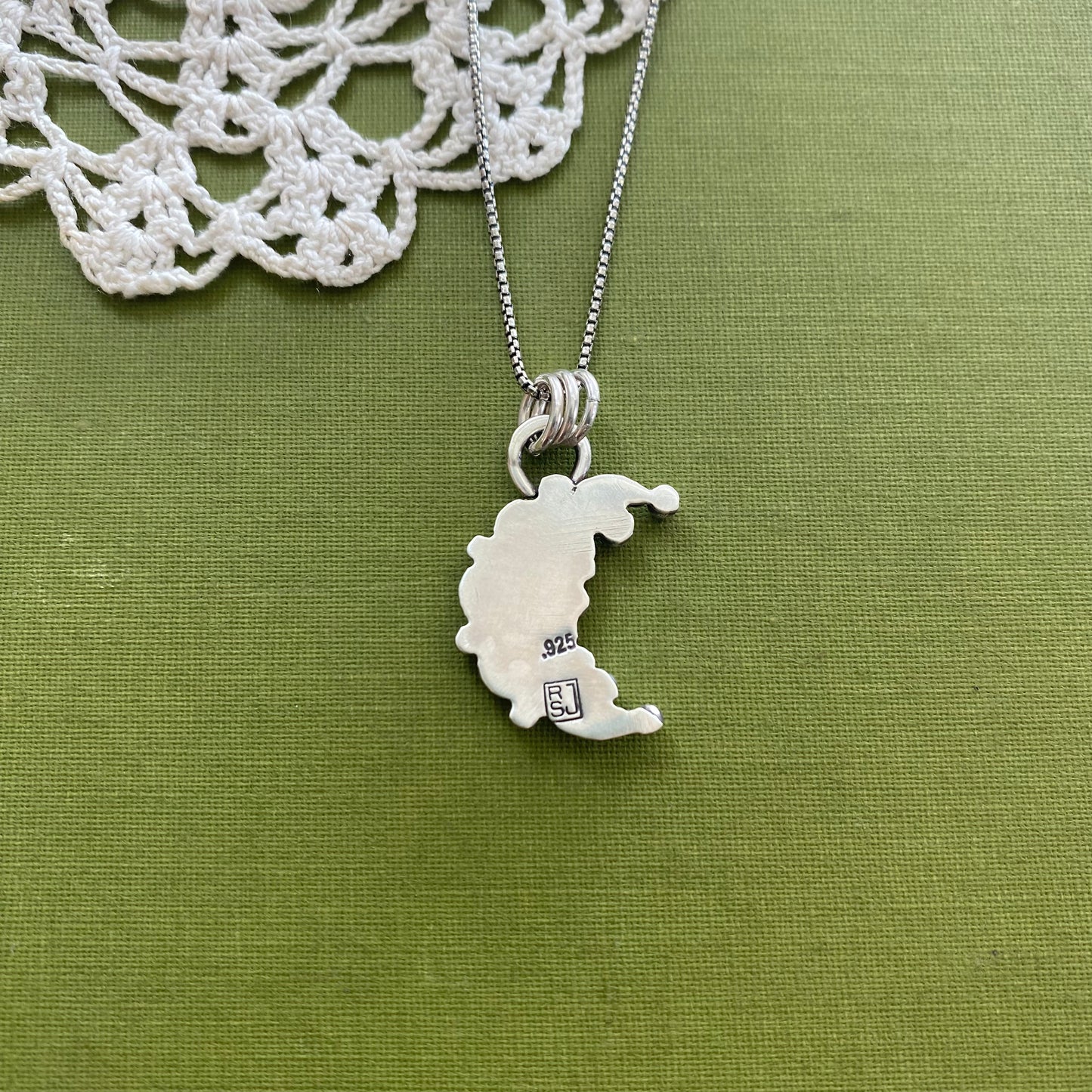 Sterling Silver Scalloped Moon Pendant