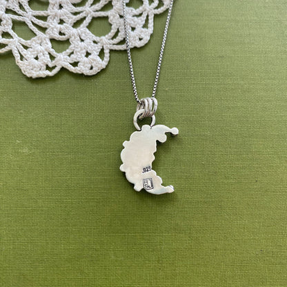 Sterling Silver Scalloped Moon Pendant