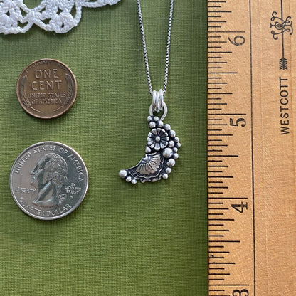 Sterling Silver Flower Moon Pendant