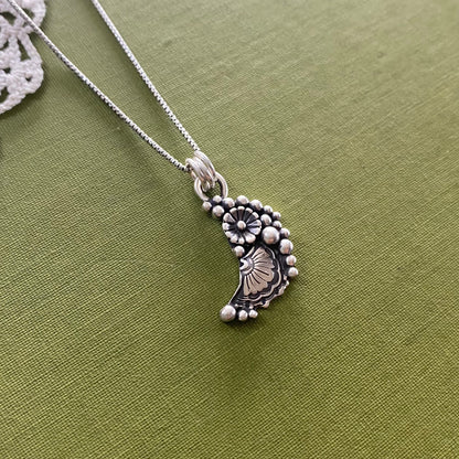 Sterling Silver Flower Moon Pendant