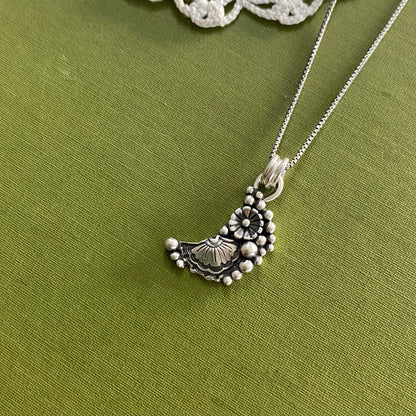 Sterling Silver Flower Moon Pendant