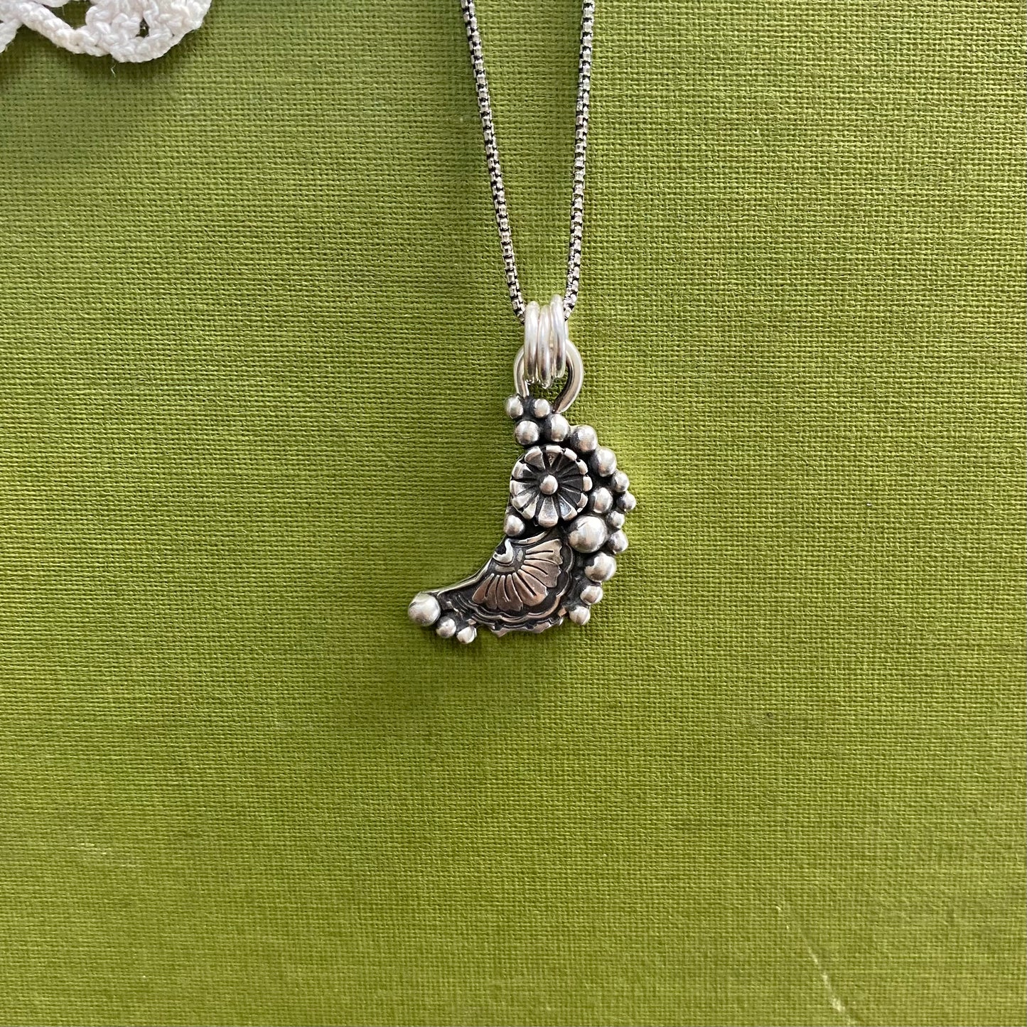 Sterling Silver Flower Moon Pendant