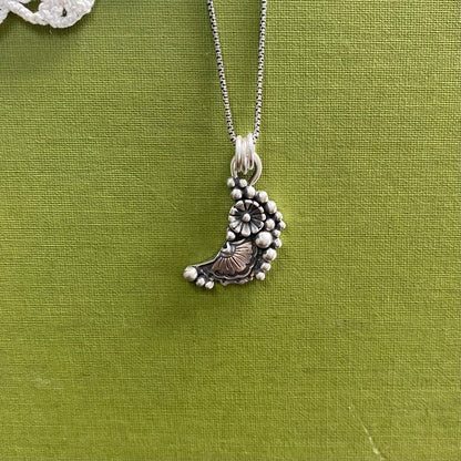 Sterling Silver Flower Moon Pendant