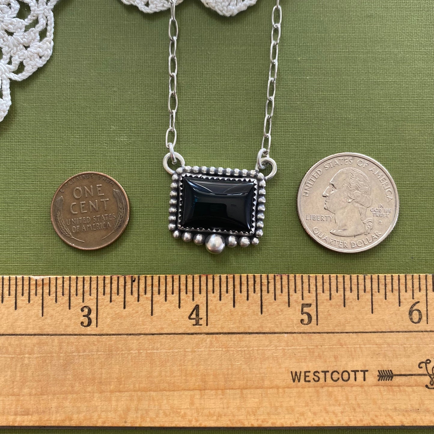 Black Onyx Rectangle Necklace