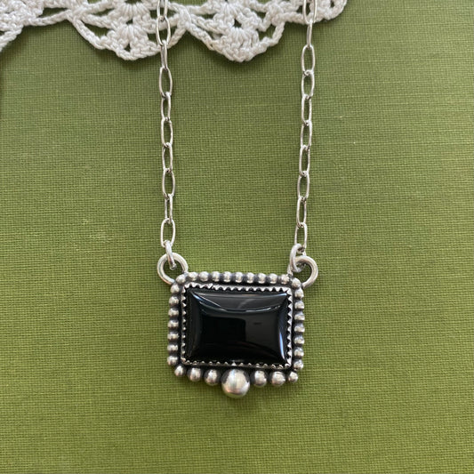Black Onyx Rectangle Necklace