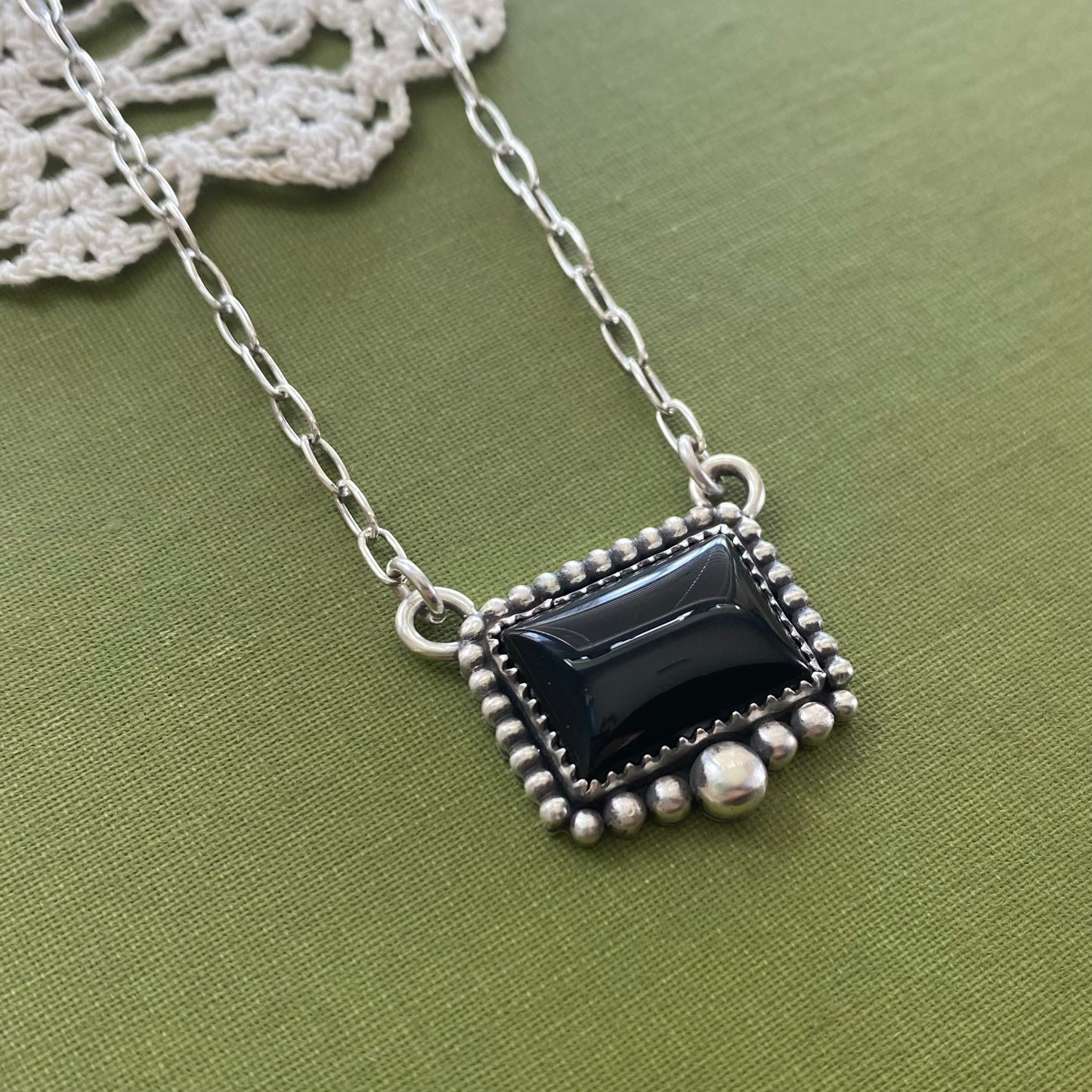 Black Onyx Rectangle Necklace