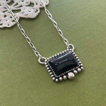 Black Onyx Rectangle Necklace