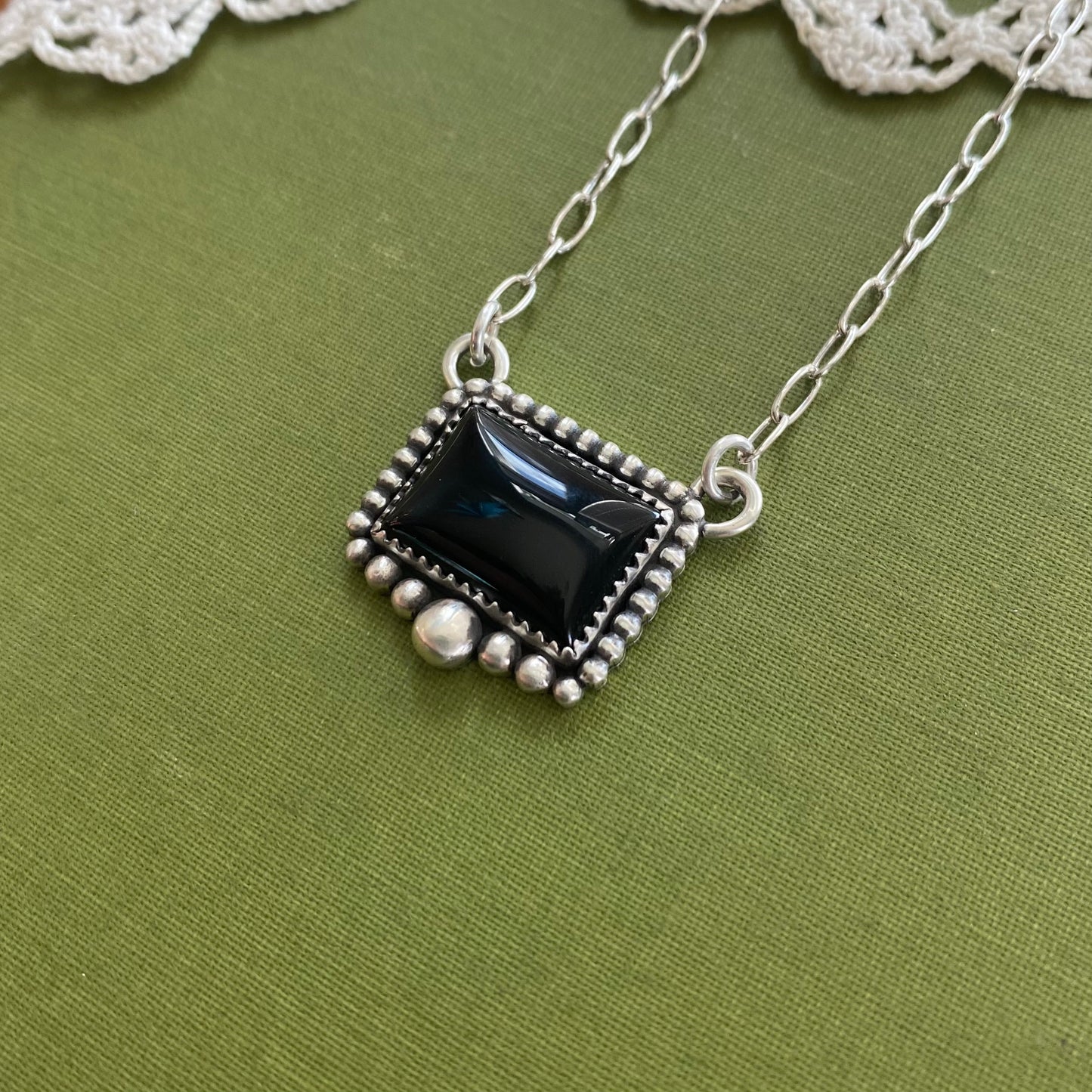 Black Onyx Rectangle Necklace