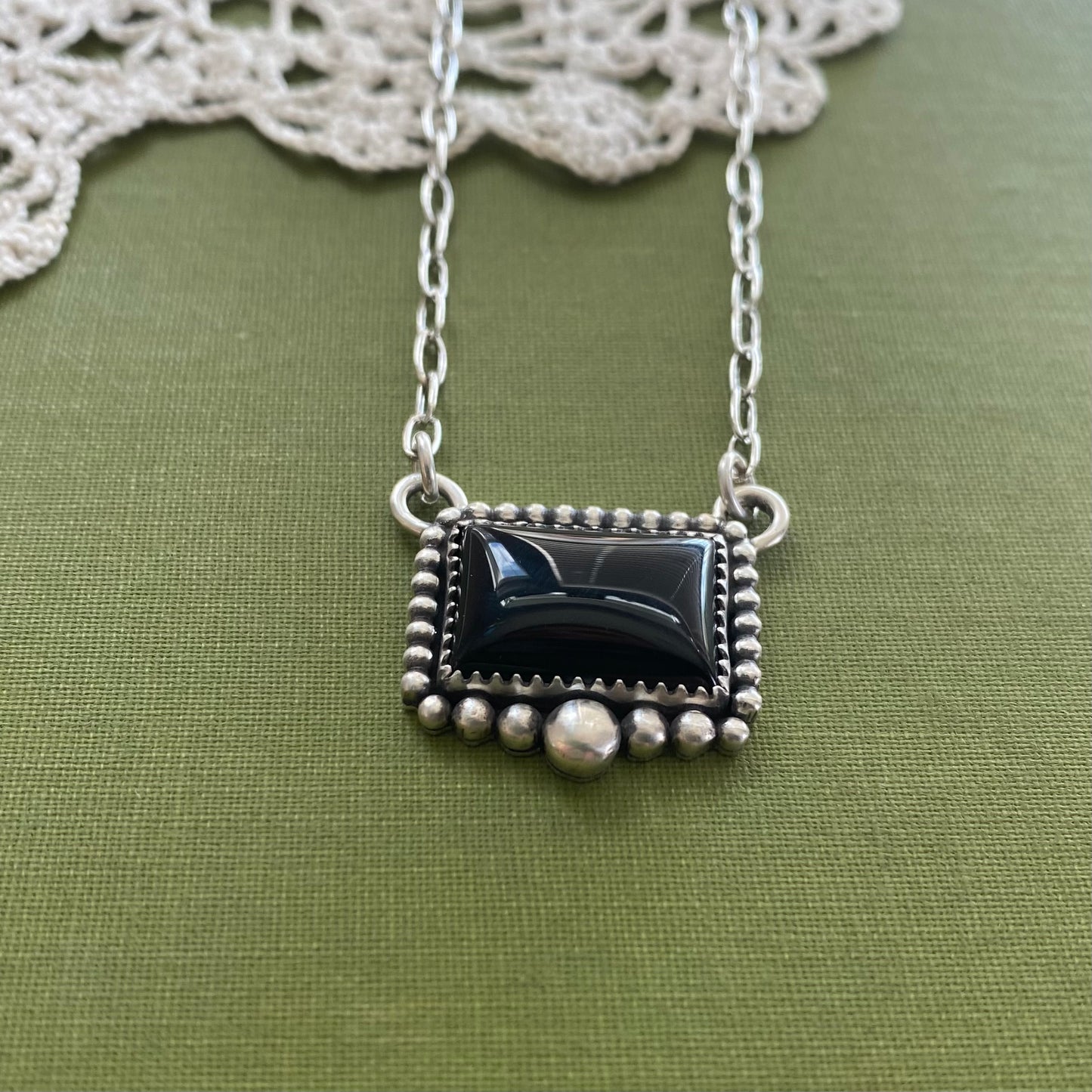 Black Onyx Rectangle Necklace
