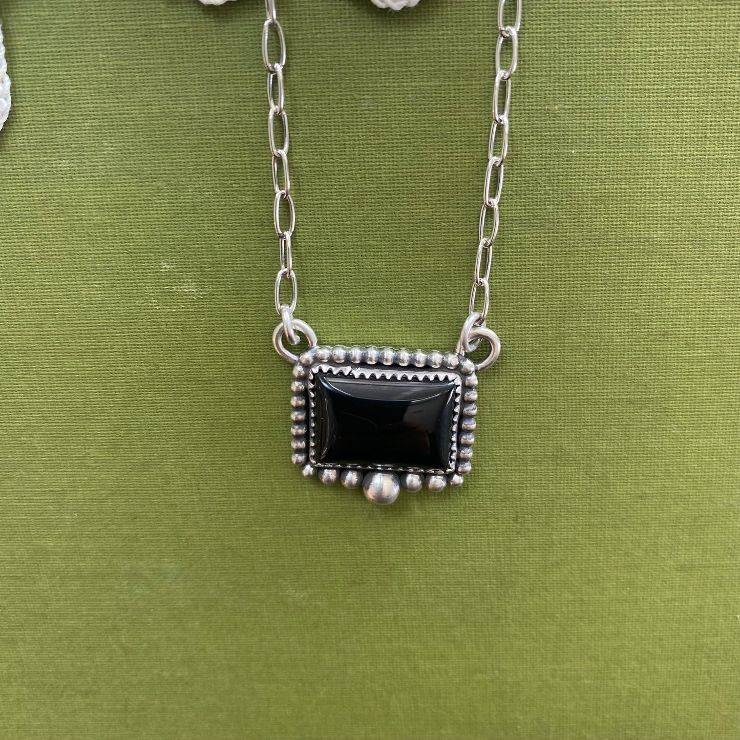 Black Onyx Rectangle Necklace