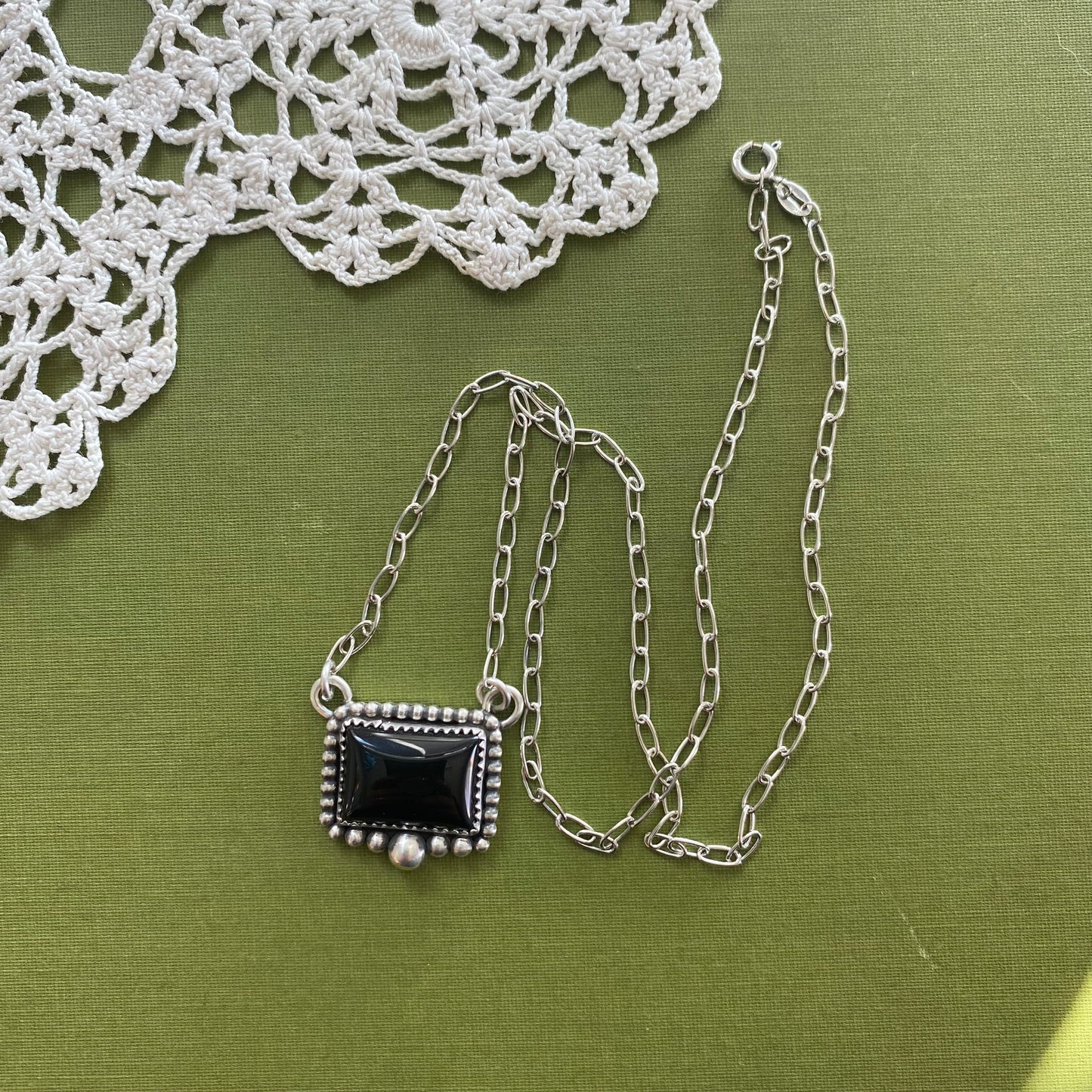 Black Onyx Rectangle Necklace