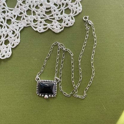 Black Onyx Rectangle Necklace