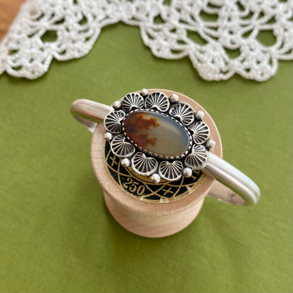 Orange Dendritic Agate Cuff Bracelet