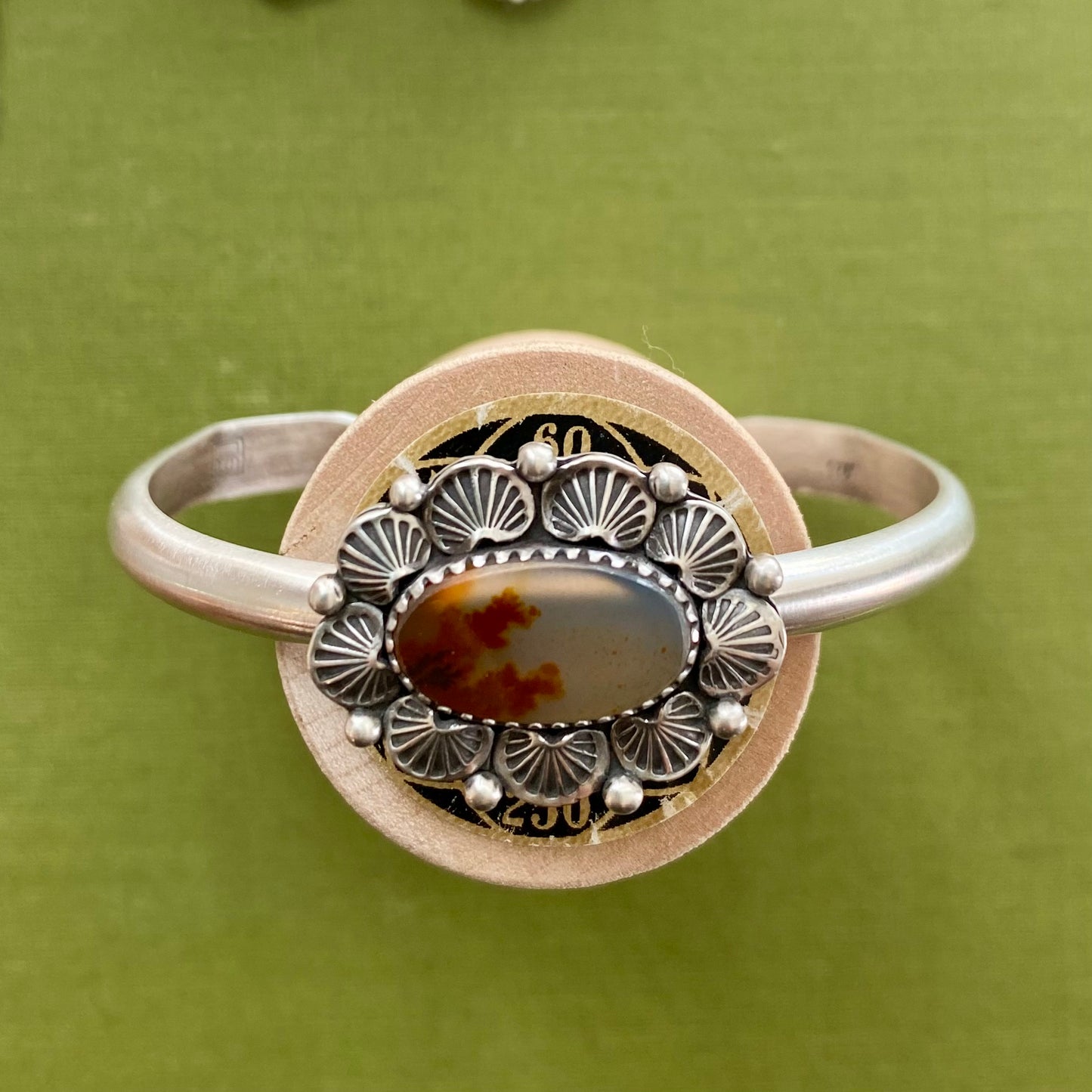 Orange Dendritic Agate Cuff Bracelet