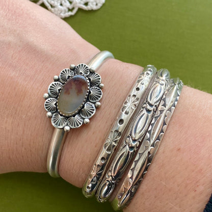 Orange Dendritic Agate Cuff Bracelet