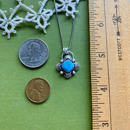 Square Blue Bird Turquoise Pendant