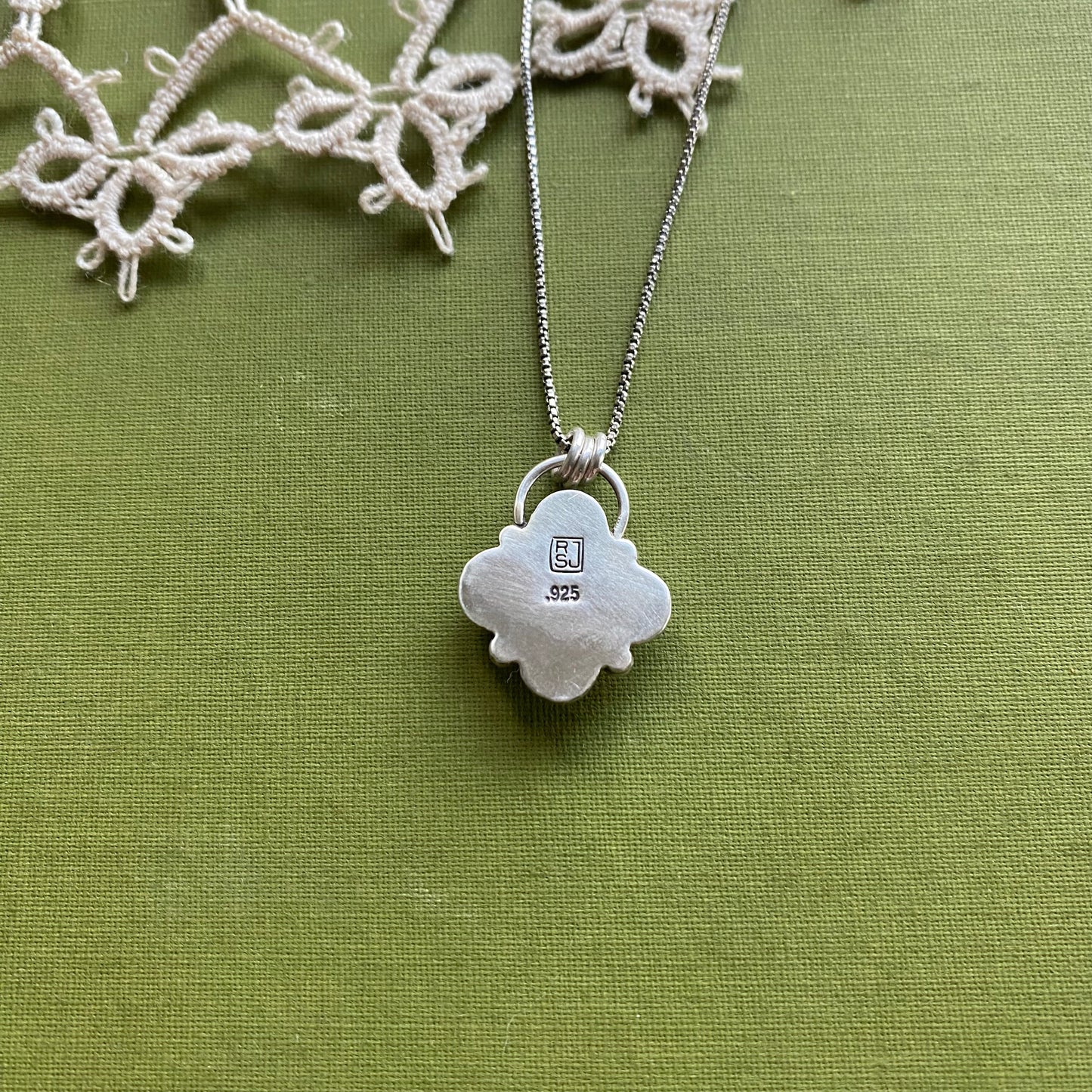 Square Blue Bird Turquoise Pendant