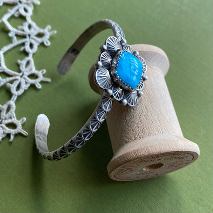 Square Blue Bird Turquoise Cuff Bracelet