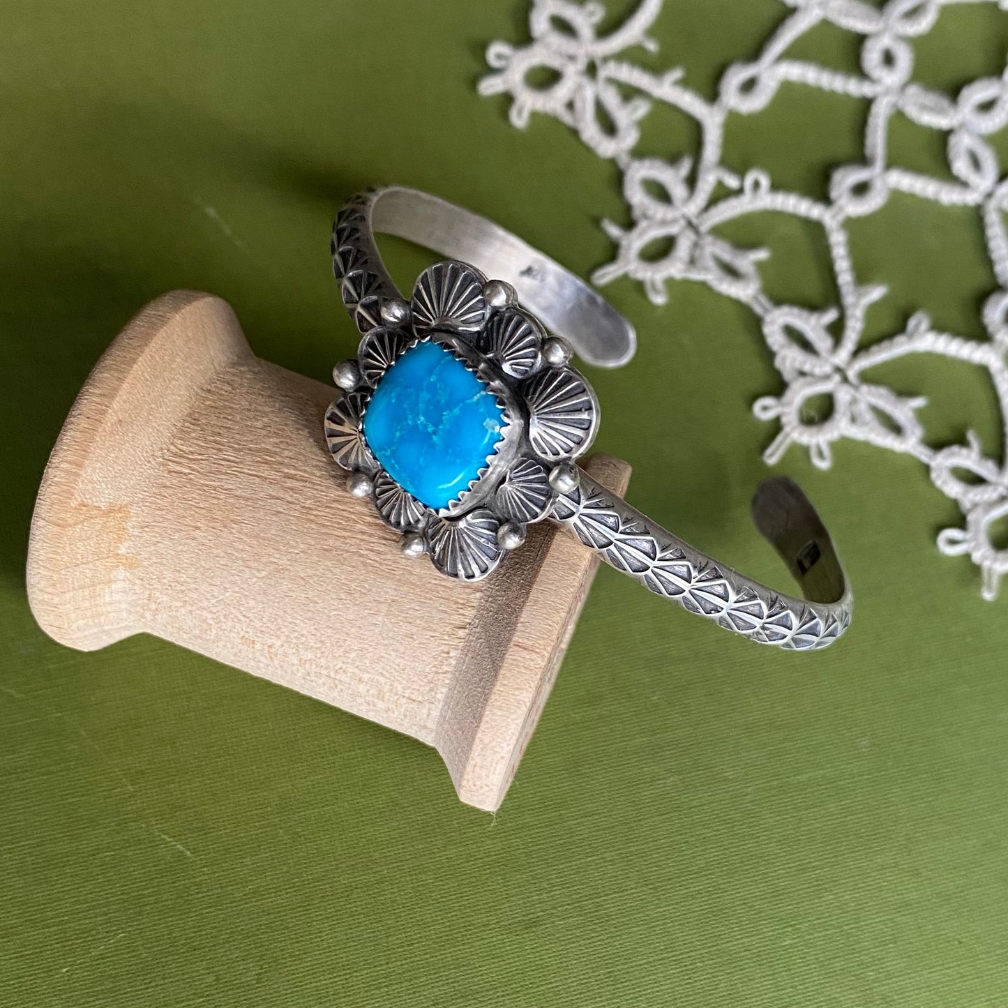 Square Blue Bird Turquoise Cuff Bracelet
