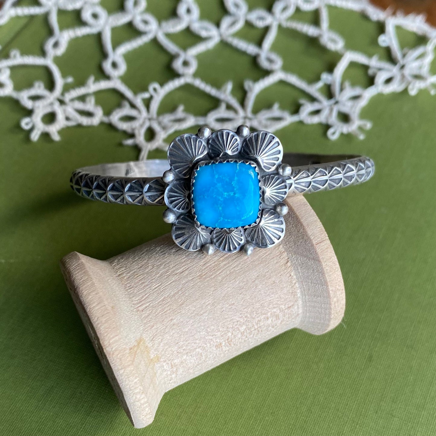 Square Blue Bird Turquoise Cuff Bracelet